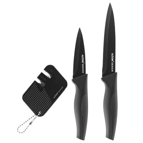 Altom Set of 2 knives with non-stick surface andsharpener
