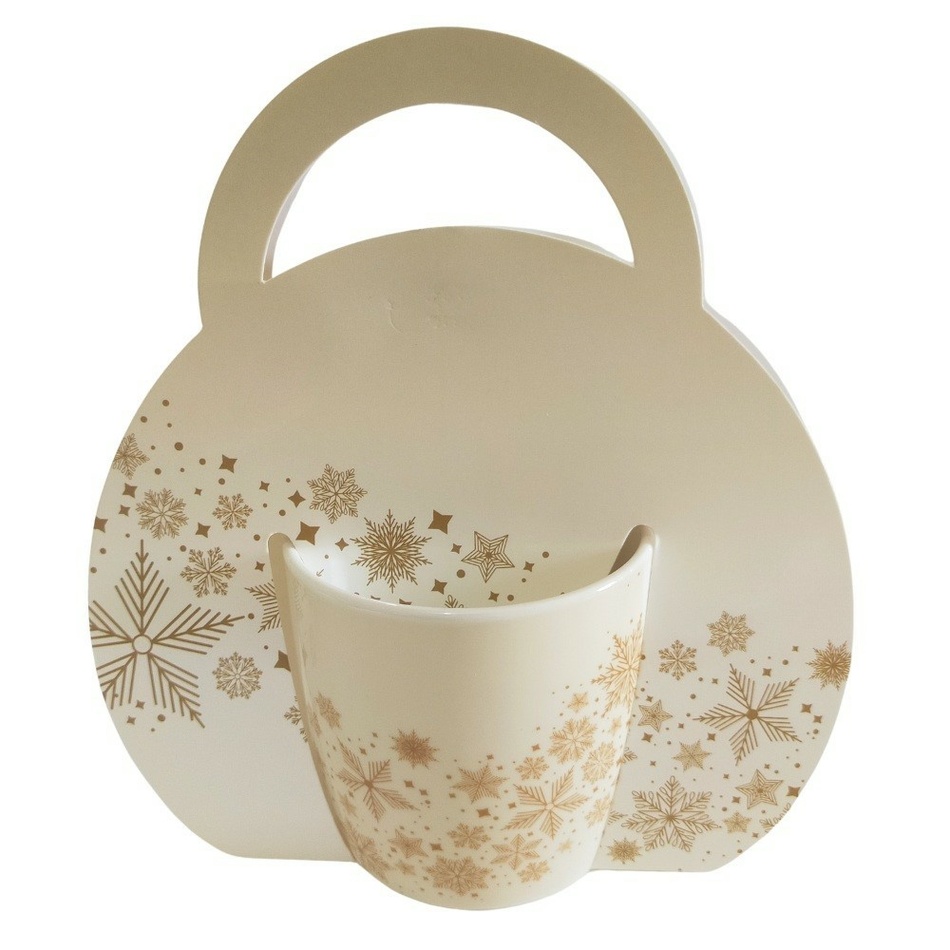 Home Elements Kubek porcelanowy z motywem świątecznym Płatki śniegu 300 ml w pudełku upominkowym