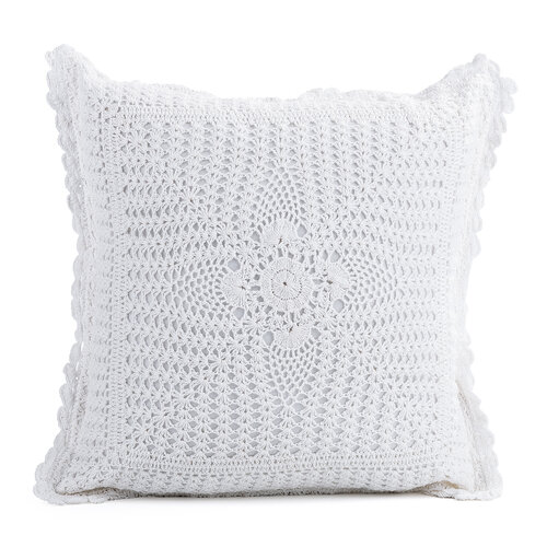 Pernă tricotată Gita albă, 40 x 40