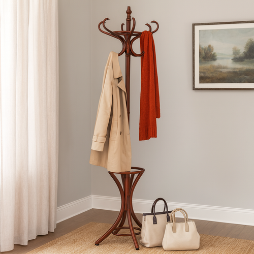 Garderobenständer aus Holz Dunkelbraun, 185 cm