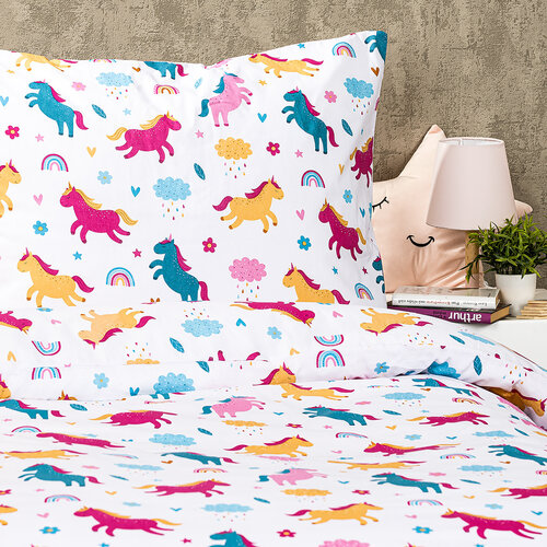 4Home Unicorns gyermek pamut ágyneműhuzat, 160 x 200 cm, 70 x 80 cm