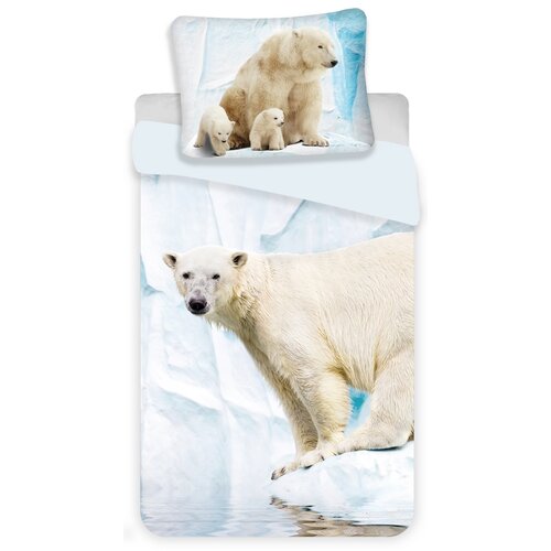 Lenjerie de pat Jerry Fabrics Polar Bear, de copii, din bumbac, 140 x 200 cm, 70 x 90 cm