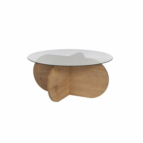 Măsuță de cafea Aeris Sapphire Oak cu sticlăfumurie