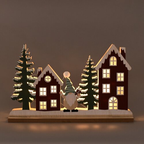 Świąteczna dekoracja świetlna Domki, 28 x 17,5 x 5 cm, LED