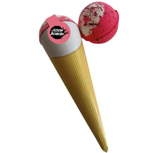 Bohemia Gifts Prickelnde Badebombe in einem Kegel - Erdbeere und Kokosnuss