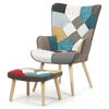 Relaxační křeslo s podnožkou PATCHWORK, mix barev