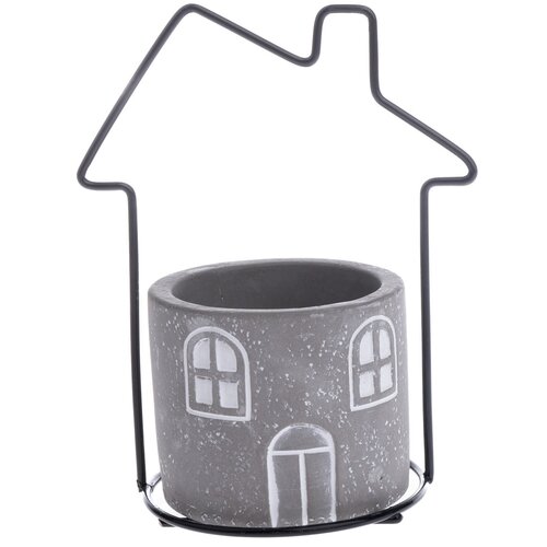 Бетонне кашпо для квіткового горщика House сірий, 11,7 x 15 x 8,5 см