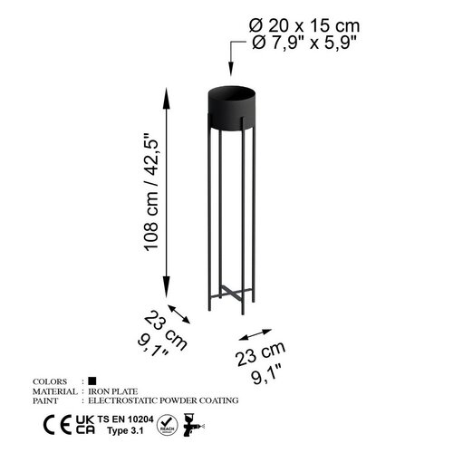 Suport metalic pentru flori GED-024 SLIM, negru