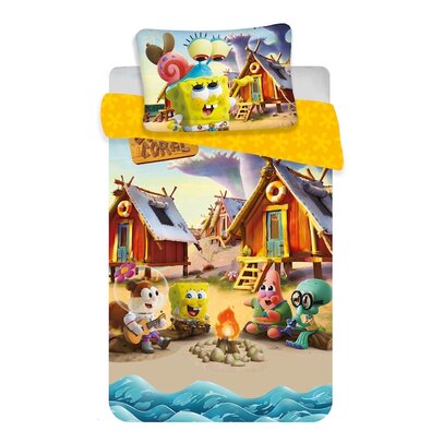 Detské bavlnené obliečky do postieľky Sponge Bob baby, 100 x 135 cm, 40 x 60 cm