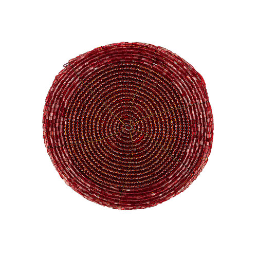 Alátét gyöngyökből, piros, 10,5 cm, 4 db-os szett