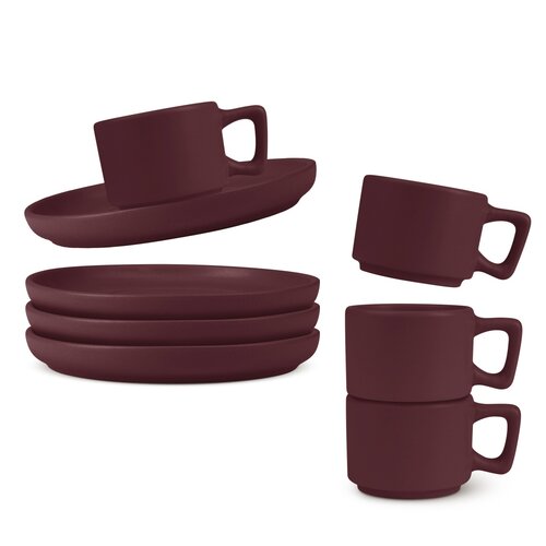 BerlingerHaus Zestaw filiżanek do espresso z spodkami Leonardo 100 ml, 4+4 szt.