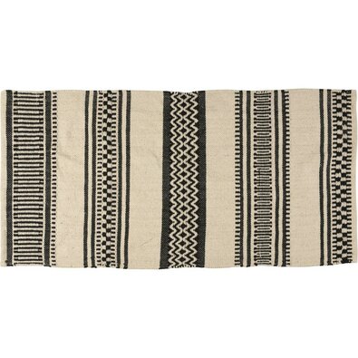 Črno-beli bombažni preproga, 70 x 140 cm