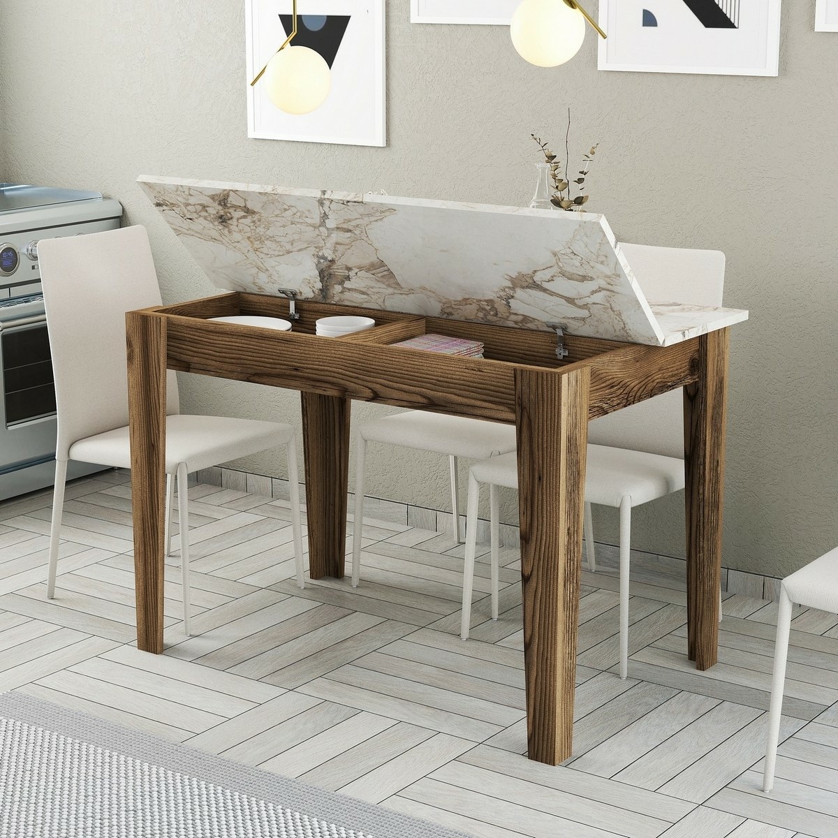 Jedálenský stôl Kiev White and Walnut