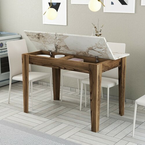 Masă de sufragerie Kiev White and Walnut
