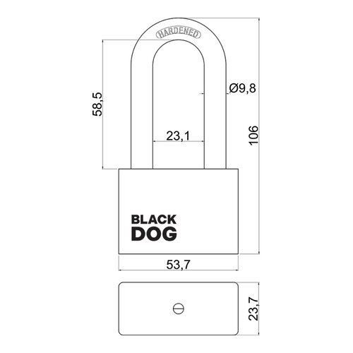 Stahl-Vorhängeschloss RV.BLACKDOG.50.PL