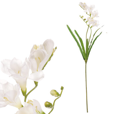 Sztuczna kwiat frezja, kremowy, 15 x 5 x 60 cm