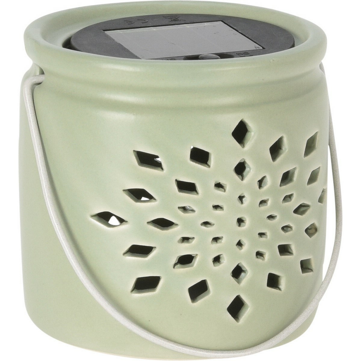Latarnia solarna Darena zielona, 9,2 x 9 x 11 cm,porcelana