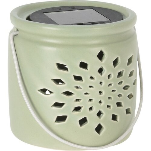 Felinar solar Darena verde, 9,2 x 9 x 11 cm,porțelan