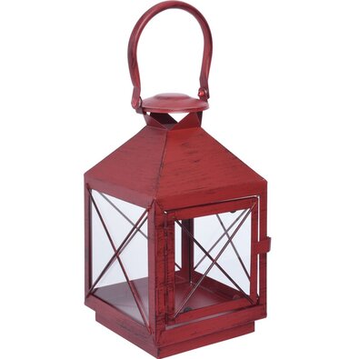 Metalowa latarnia Alvito czerwony, 14,5 x 25 cm