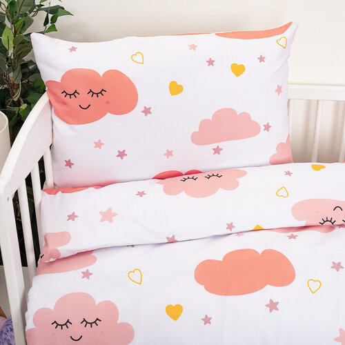 4Home Kinderbettlaken aus Baumwolle Pink Clouds, 100 x 135 cm, 40 x 60 cm