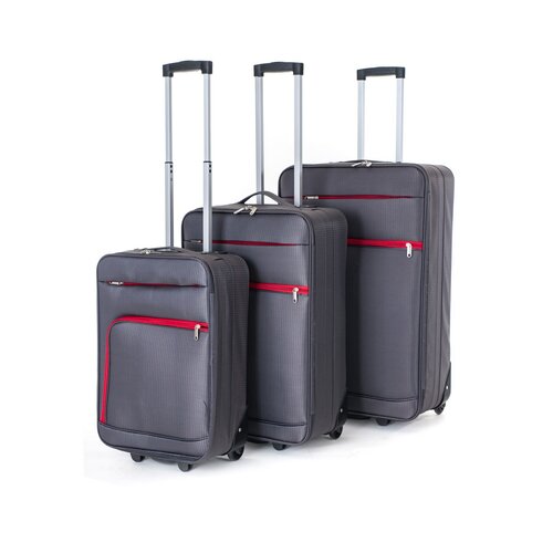 Pretty Up Komplet tekstylnych walizek podróżnych TEX01 3 szt., szary