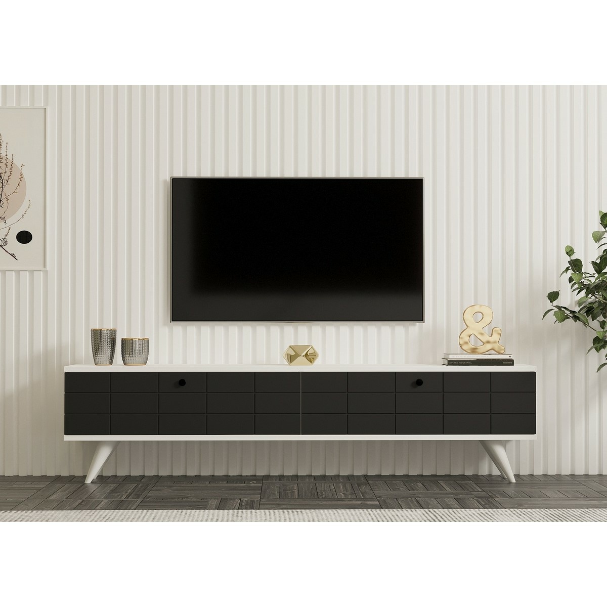 Televízny stolík Alberi White and Anthracite