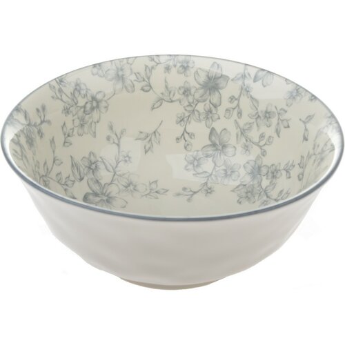 Keramik-Servierschale Zarte Blüten 20 cm, grau
