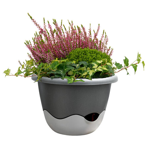Plastia Samozavlažovací květináč Mareta šedá , pr.30 cm