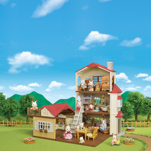 Sylvanian family 5302 Zweistöckiges Haus mit  rotem Dach und Lichtern