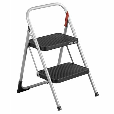 Rolser Klappbare Trittleiter für den professionellen Einsatz M10 UNE, 2 Stufen, silberfarben