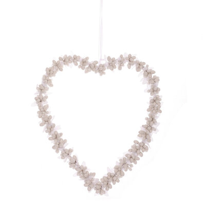 Підвісне серце з ягід, 22 x 2 x 24 см, білий