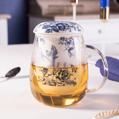 Altom Kubek szklany do herbaty z sitkiem Elisabett, 400 ml