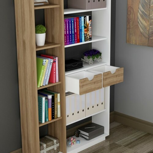 Luma White and Walnut könyvespolc