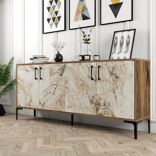 Skrinka Kiev Walnut and White Marblemramoru
