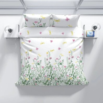 Bavlněné povlečení Zelená louka, 140 x 200 cm, 70 x 90 cm