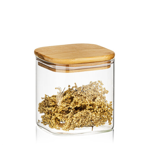 4Home Steklena posoda za živila z pokrovom Bamboo,550 ml