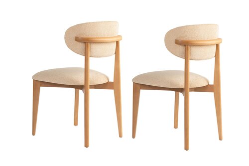 Esszimmerstuhl-Set Lionte Beige and Light Oak, 2 Stück