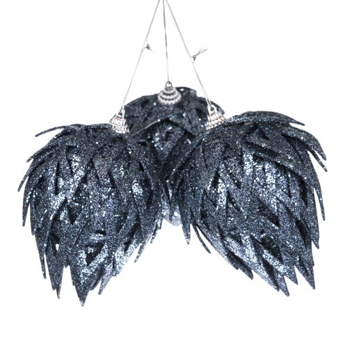 Komplet božičnih okraskov Sparkle blue, premer 8cm, 3 kos