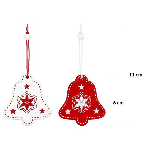 Дерев'яні ялинкові прикраси Domarex Дзвіночкичервоні, 12 шт