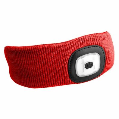 Sixtol Stirnband mit Stirnlampe 45 lm, USB, uni Grösse, Rot