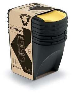 Kosz za sortirane odpadke Sortibox 25 l, 3 kos,črn