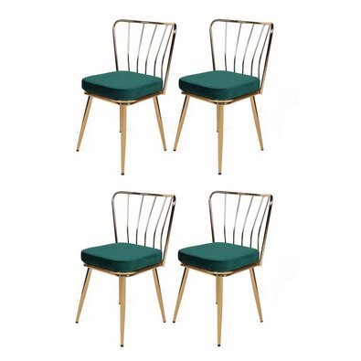 Set de scaune de sufragerie Yildiz Green and Gold,4 buc.