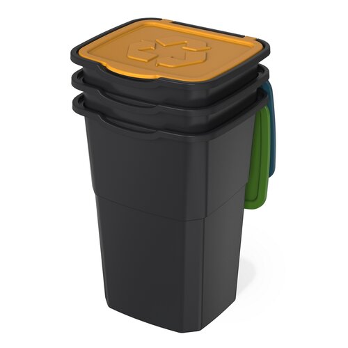 Abfalleimer für Sortieren Eco 3 Master 50 l BLACK, 3 St.