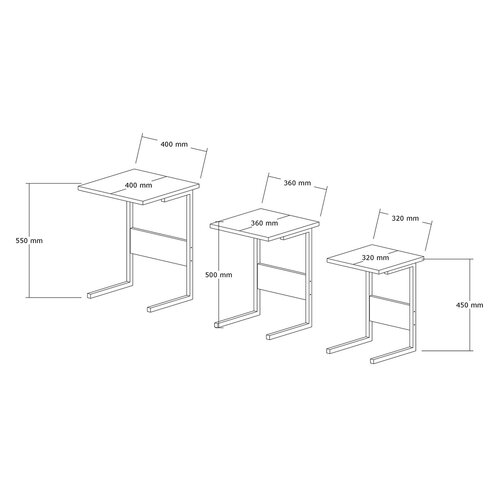 Beistelltisch Sali Black, 3 Stück