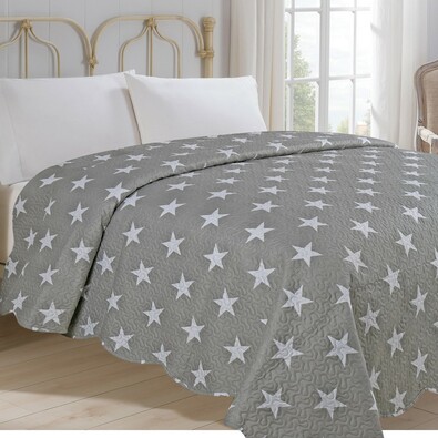 Narzuta na łóżko Stars szary, 220 x 240 cm