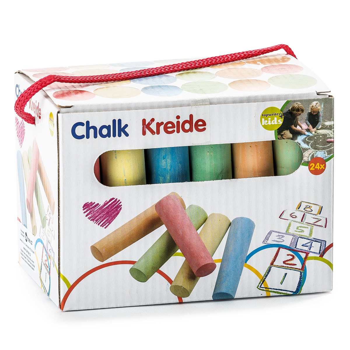 Farebné okrúhle kriedy 10 cm, 24 ks