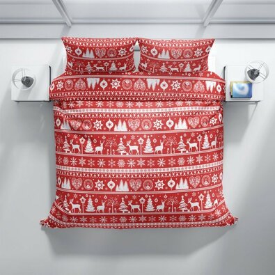 Bombažna posteljnina Božič v Norveškem, 140 x 200 cm, 70 x 90 cm