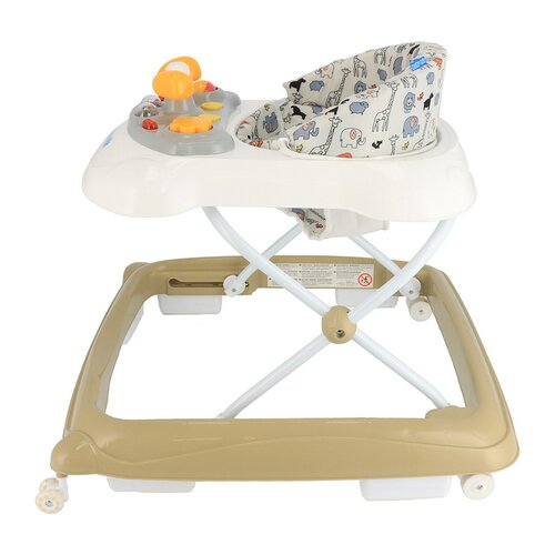Baby Mix Walker pentru copii cu volan și roți dinsilicon maro deschis, 50 x 44 x 50 cm