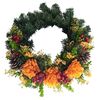 Műfenyő koszorú narancssárga krizantémákkal,átmérő 40 cm