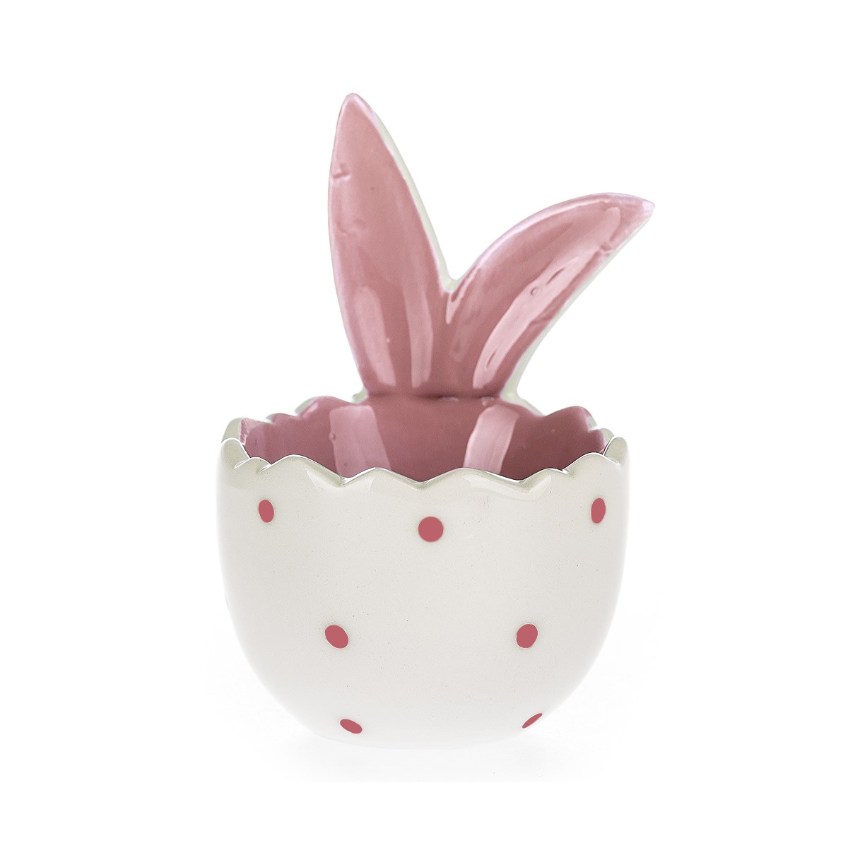 Veľkonočný kalíšok na vajíčko Ušká ružová, 8 cm